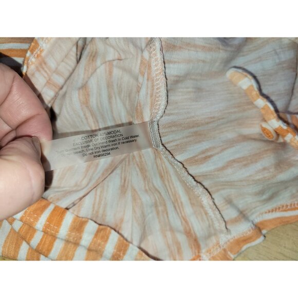 Onque Casual Womens Top 2X Plus Tee Orange Stripe Lightweight Tied Hem STR63E - Picture 8 of 8